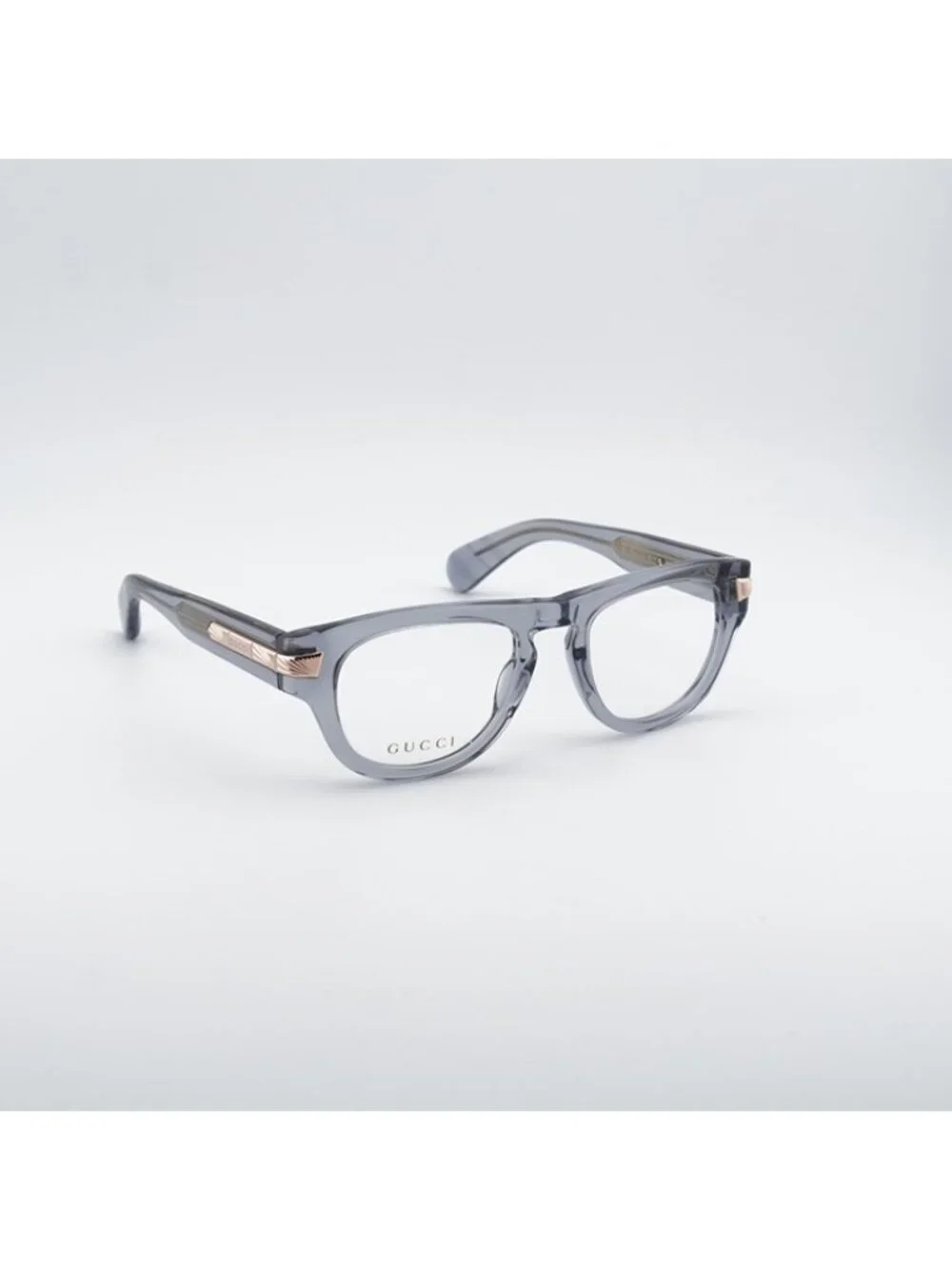 Gucci GG1519O 003 Eyeglasses Shiny Transparent Grey 51mm Oval Frame